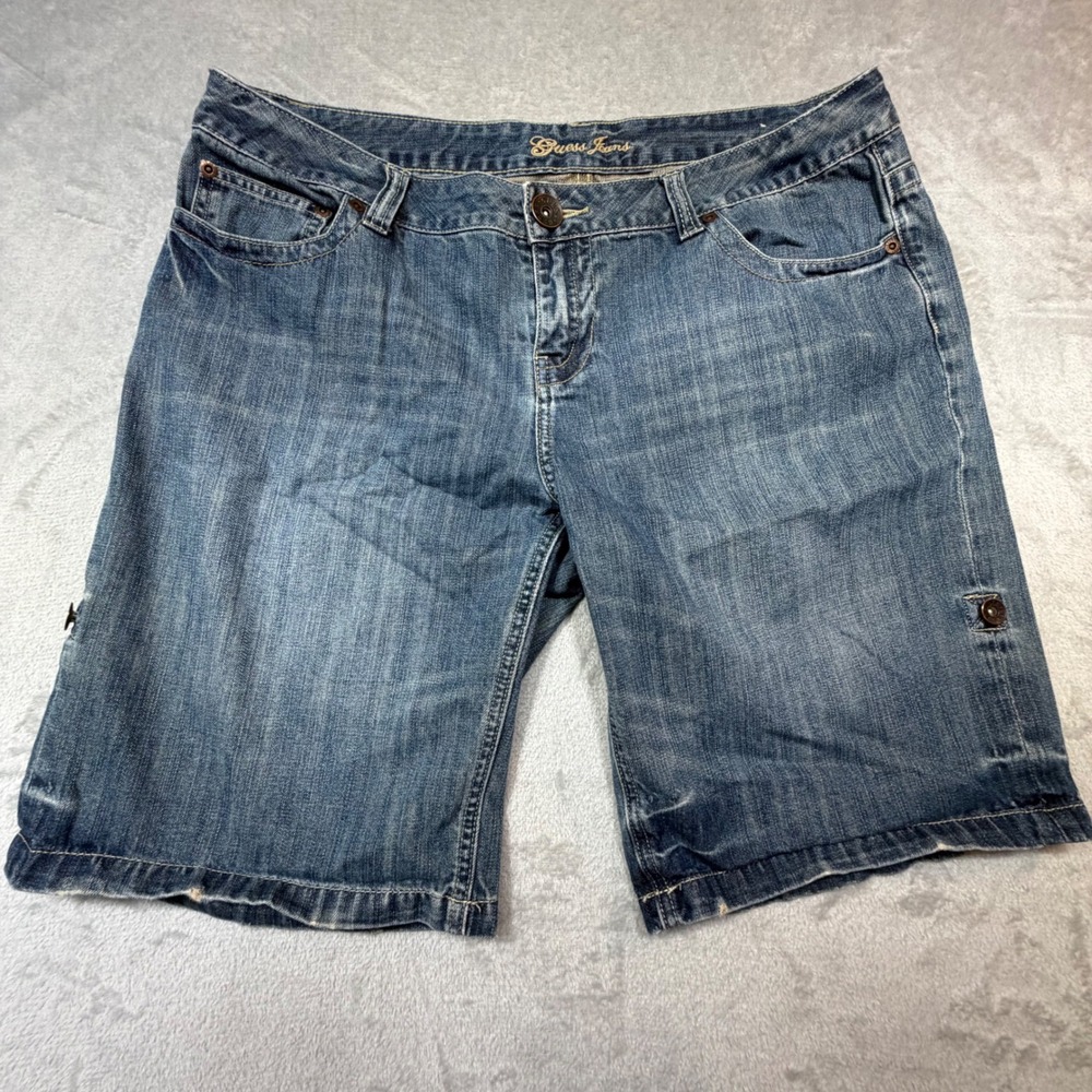 Vintage Selvedge Guess Jeans‎ Denim Bermuda Shorts 34 Blue 100% Cotton Y2K 2000s